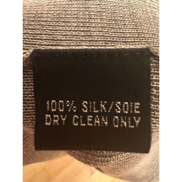 Ralph Lauren Black Label 100% Silk Sweater Cardigan Taupe Brown Sz Medium - Picture 4 of 5